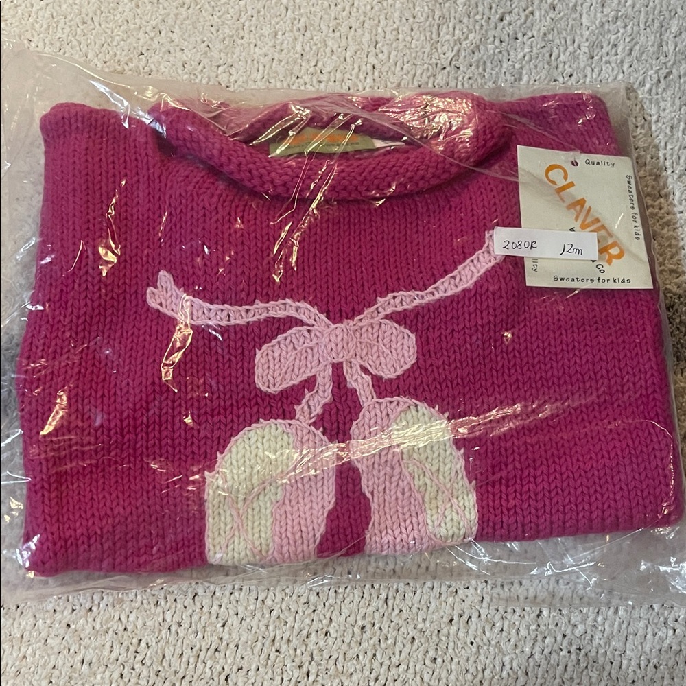 New- 12 mo Roll-neck knit sweater with ballet slippers